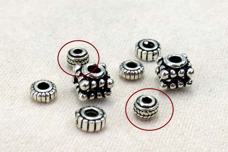 Sterling Silver Rondelle Donut Spacer Beads 4mm Bracelet Findings for Handmade Pure Fine Jewelry Making Wholesale Bulk