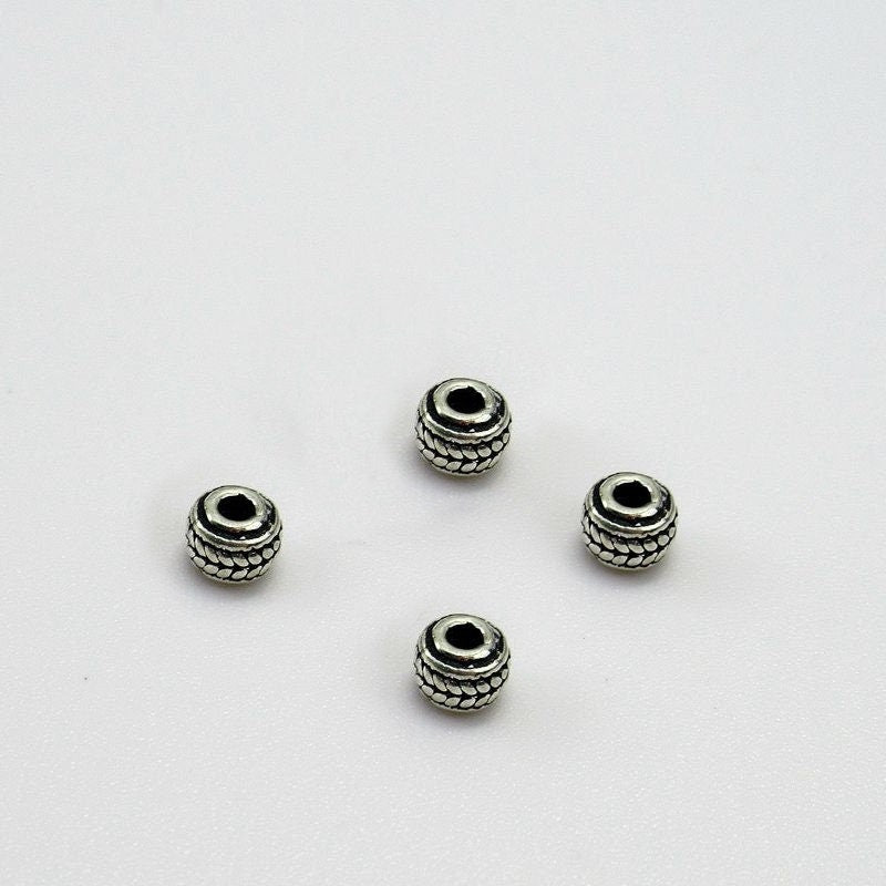 Sterling Silver Rondelle Donut Spacer Beads 4mm Bracelet Findings for Handmade Pure Fine Jewelry Making Wholesale Bulk