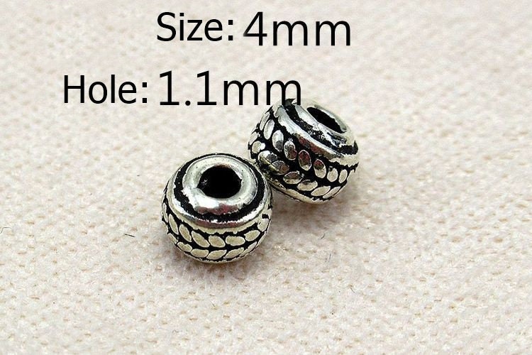 Sterling Silver Rondelle Donut Spacer Beads 4mm Bracelet Findings for Handmade Pure Fine Jewelry Making Wholesale Bulk