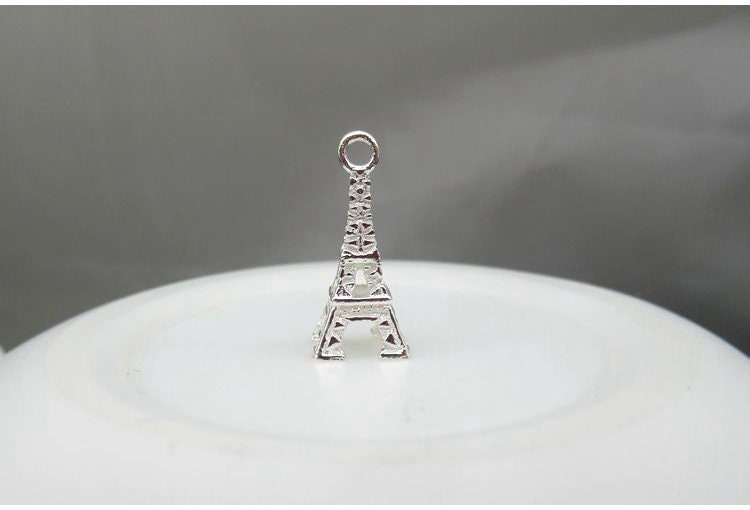 Sterling Silver Eiffel Tower Charm Pendant 17.5 mm Charms Findings for Handmade Pure Fine Jewelry Making Wholesale Bulk