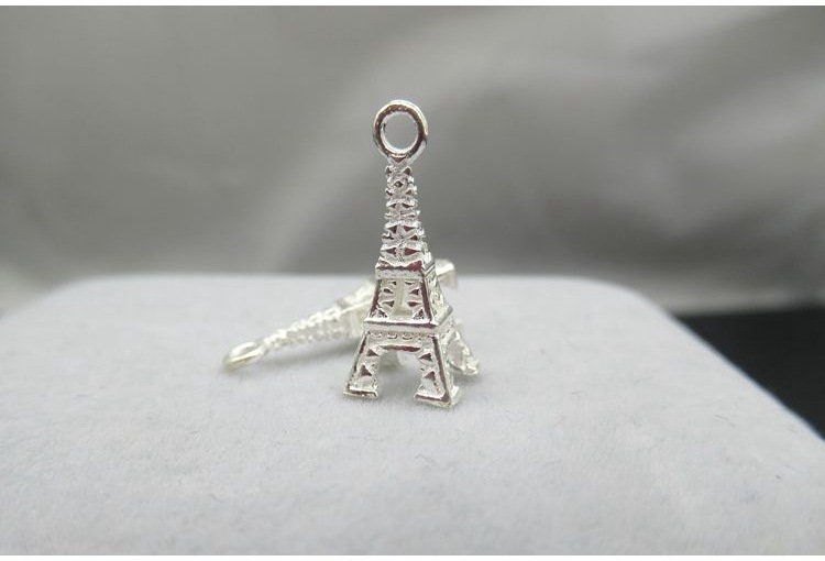 Sterling Silver Eiffel Tower Charm Pendant 17.5 mm Charms Findings for Handmade Pure Fine Jewelry Making Wholesale Bulk