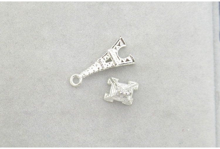 Sterling Silver Eiffel Tower Charm Pendant 17.5 mm Charms Findings for Handmade Pure Fine Jewelry Making Wholesale Bulk