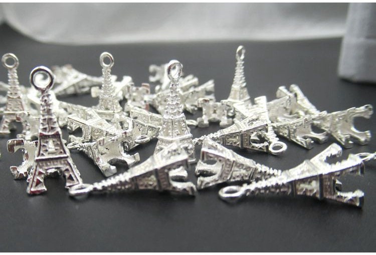 Sterling Silver Eiffel Tower Charm Pendant 17.5 mm Charms Findings for Handmade Pure Fine Jewelry Making Wholesale Bulk