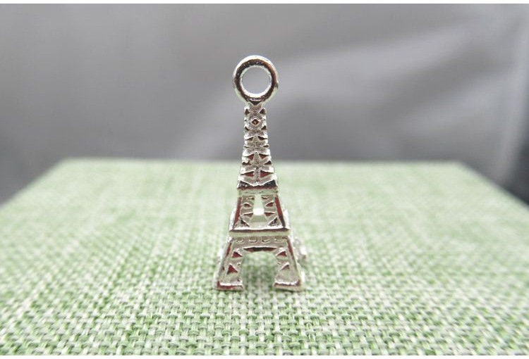 Sterling Silver Eiffel Tower Charm Pendant 17.5 mm Charms Findings for Handmade Pure Fine Jewelry Making Wholesale Bulk