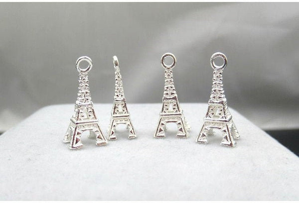 Sterling Silver Eiffel Tower Charm Pendant 17.5 mm Charms Findings for Handmade Pure Fine Jewelry Making Wholesale Bulk