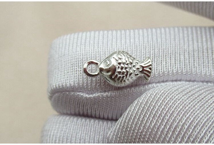 Sterling Silver Fish Charm Pendant 5.8x10.6mm Charms Findings for Handmade Pure Fine Jewelry Making Wholesale Bulk