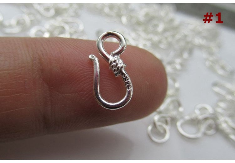 Sterling Silver Hook Clasp 6x13; 6x15mm Pendant Findings for Handmade Pure Fine Jewelry Making Wholesale Bulk