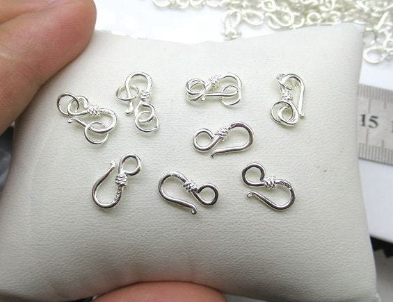 Sterling Silver Hook Clasp 6x13; 6x15mm Pendant Findings for Handmade Pure Fine Jewelry Making Wholesale Bulk