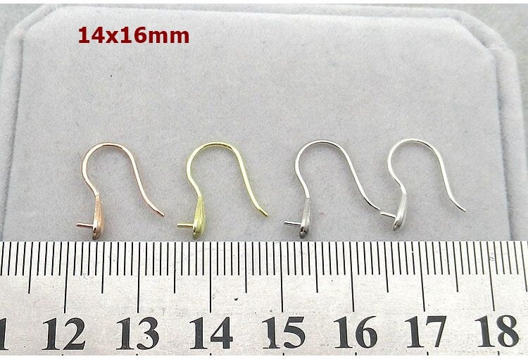 Sterling Silver Fish Hook Earring Wires for Pearl Beads 14x16mm Earring Findings for Handmade Pure Fine Jewelry Making Wholesale Bulk