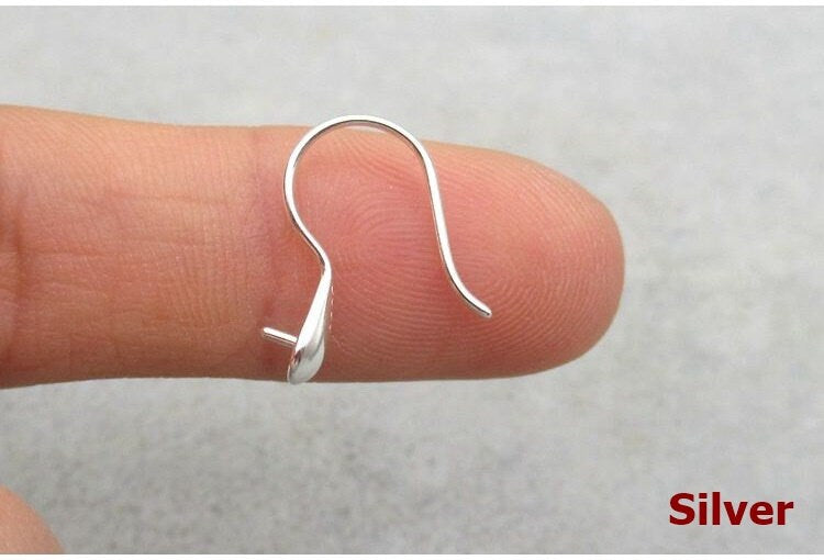 Sterling Silver Fish Hook Earring Wires for Pearl Beads 14x16mm Earring Findings for Handmade Pure Fine Jewelry Making Wholesale Bulk