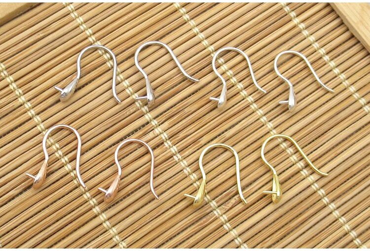 Sterling Silver Fish Hook Earring Wires for Pearl Beads 14x16mm Earring Findings for Handmade Pure Fine Jewelry Making Wholesale Bulk