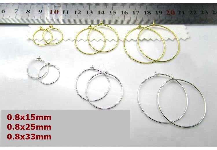 Sterling Silver Earring Hoop Wire 15; 25; 33mm Earring Findings for Handmade Pure Fine Jewelry Making Wholesale Bulk