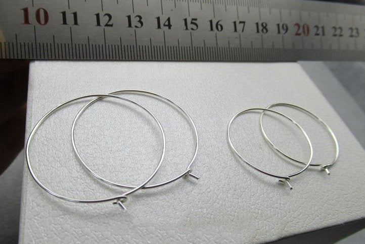 Sterling Silver Earring Hoop Wire 15; 25; 33mm Earring Findings for Handmade Pure Fine Jewelry Making Wholesale Bulk