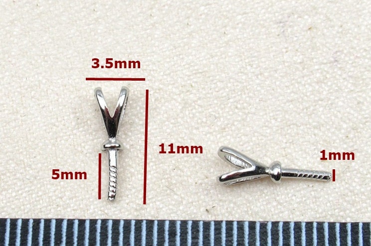 Sterling Silver Peg Bail 3.5x11mm Pendant Findings for Handmade Pure Fine Jewelry Making Wholesale Bulk