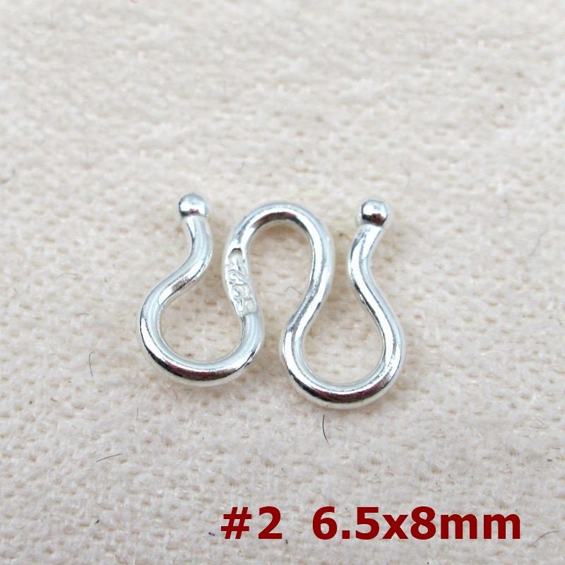 Sterling Silver S M W Hook Clasp 6x9; 8x11; 6.5x8; 7x9; 9x11mm Chain Findings for Handmade Pure Fine Jewelry Making Wholesale Bulk