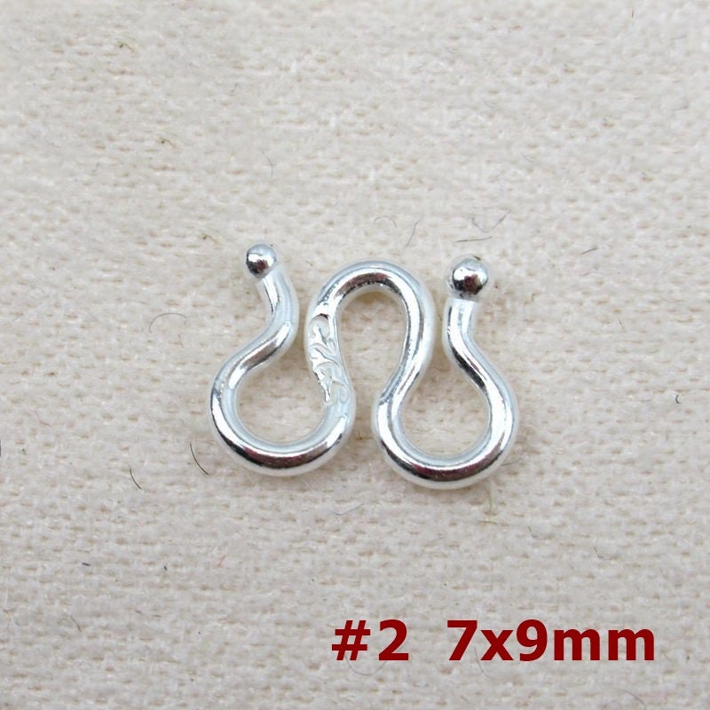 Sterling Silver S M W Hook Clasp 6x9; 8x11; 6.5x8; 7x9; 9x11mm Chain Findings for Handmade Pure Fine Jewelry Making Wholesale Bulk