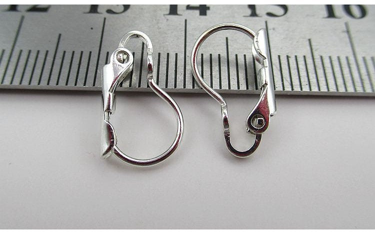 Sterling Silver Lever Back Earring Hook Wires 9x17mm Earring Findings for Handmade Pure Fine Jewelry Making Wholesale Bulk