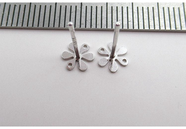 Sterling Silver Earrings Sticks Posts Flower Head Studs Findings 7mm Earring Findings for Handmade Pure Fine Jewelry Making Wholesale Bulk