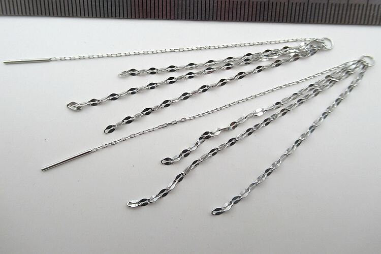 Sterling Silver Cross Chain Tassel Charm Stud 73mm Earring Findings for Handmade Pure Fine Jewelry Making Wholesale Bulk