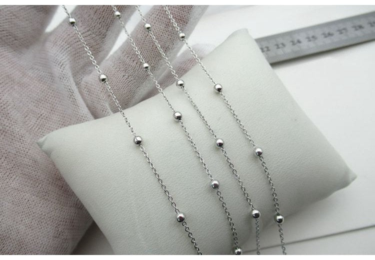 Sterling Silver Satellite Cable Chain Necklace 18 Inches 45 cm Chain Findings for Handmade Pure Fine Jewelry Making Wholesale Bulk