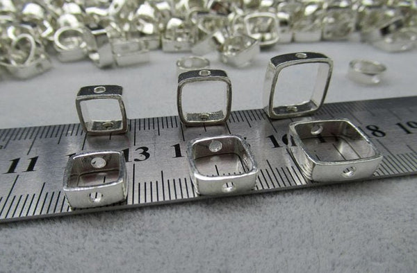 Sterling Silver Bead Frame Square Connector 7 9 11.5 mm Beads Findings for Handmade Pure Fine Jewelry Making Wholesale Bulk