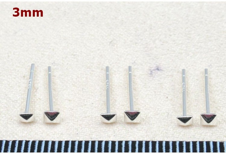 Sterling Silver Earrings Sticks Posts Square Head Studs Findings 3x3mm Earring Findings for Handmade Pure Fine Jewelry Making Wholesale Bulk