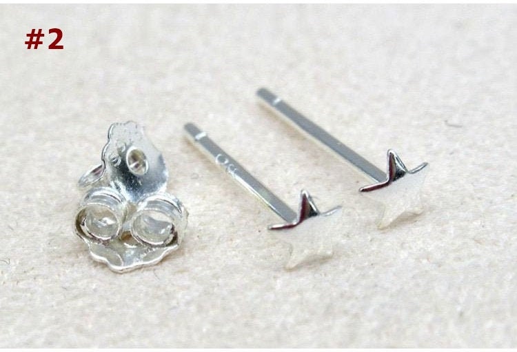 Sterling Silver Earrings Sticks Posts Star Head Studs 3x3mm Earring Findings for Handmade Pure Fine Jewelry Making Wholesale Bulk