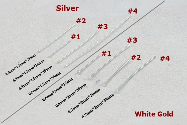 Sterling Silver Head Pins 15 20 25 30 50 mm Earring Findings for Handmade Pure Fine Jewelry Making Wholesale Bulk