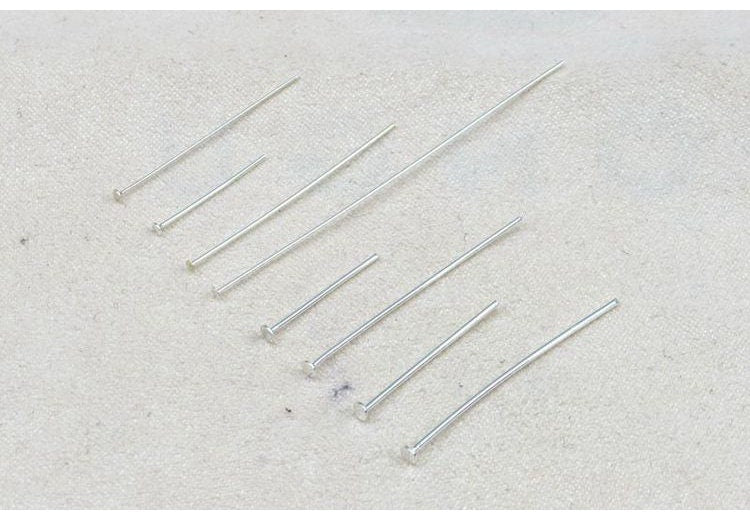 Sterling Silver Head Pins 15 20 25 30 50 mm Earring Findings for Handmade Pure Fine Jewelry Making Wholesale Bulk