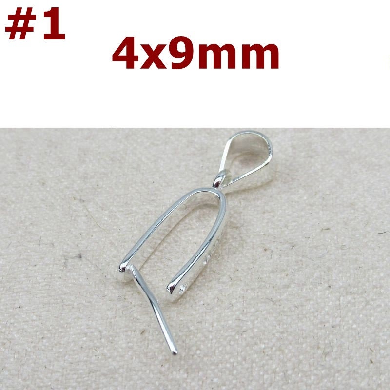 Sterling Silver Pinch Bail 4x9; 5x12; 6x16mm Pendant Findings for Handmade Pure Fine Jewelry Making Wholesale Bulk