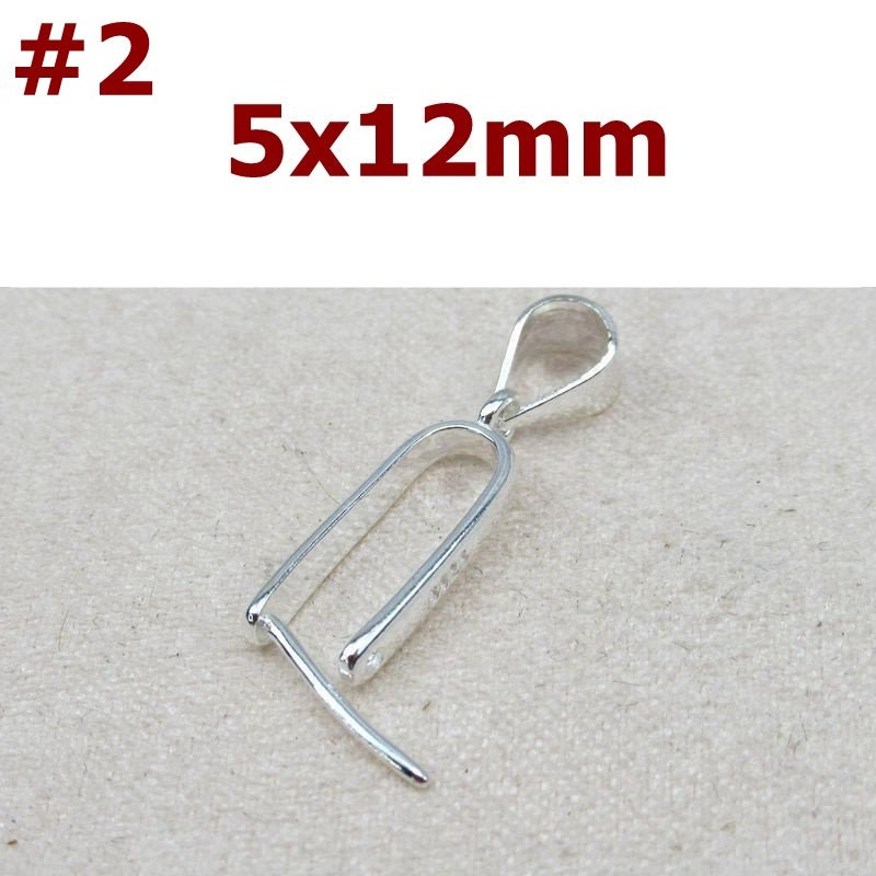 Sterling Silver Pinch Bail 4x9; 5x12; 6x16mm Pendant Findings for Handmade Pure Fine Jewelry Making Wholesale Bulk