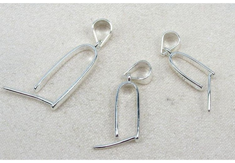 Sterling Silver Pinch Bail 4x9; 5x12; 6x16mm Pendant Findings for Handmade Pure Fine Jewelry Making Wholesale Bulk