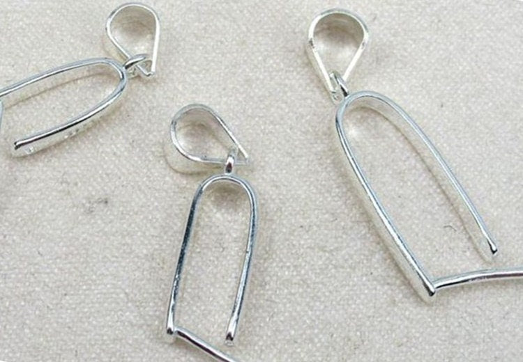 Sterling Silver Pinch Bail 4x9; 5x12; 6x16mm Pendant Findings for Handmade Pure Fine Jewelry Making Wholesale Bulk