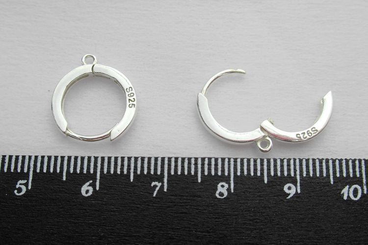 Sterling Silver Round Leverback Earring Wires Hooks 13.5mm Earring Findings for Handmade Pure Fine Jewelry Making Wholesale Bulk