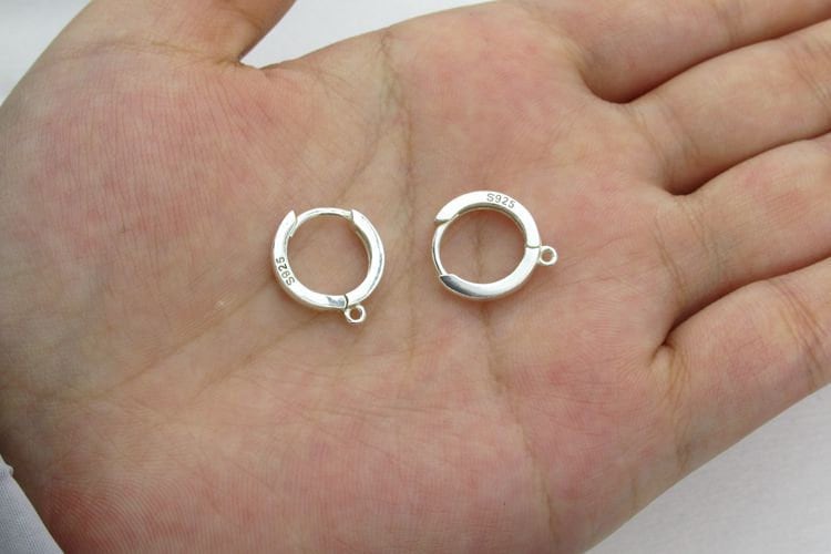 Sterling Silver Round Leverback Earring Wires Hooks 13.5mm Earring Findings for Handmade Pure Fine Jewelry Making Wholesale Bulk