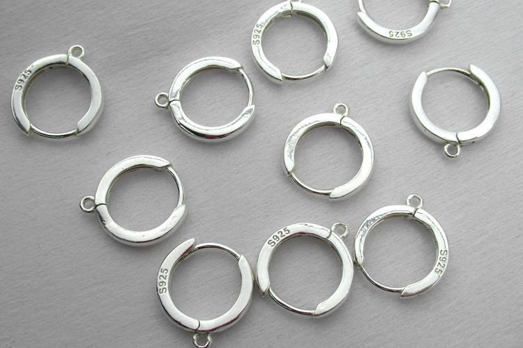 Sterling Silver Round Leverback Earring Wires Hooks 13.5mm Earring Findings for Handmade Pure Fine Jewelry Making Wholesale Bulk