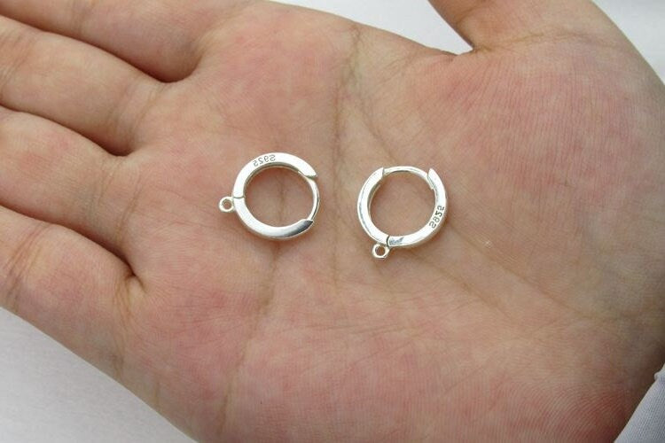 Sterling Silver Round Leverback Earring Wires Hooks 13.5mm Earring Findings for Handmade Pure Fine Jewelry Making Wholesale Bulk