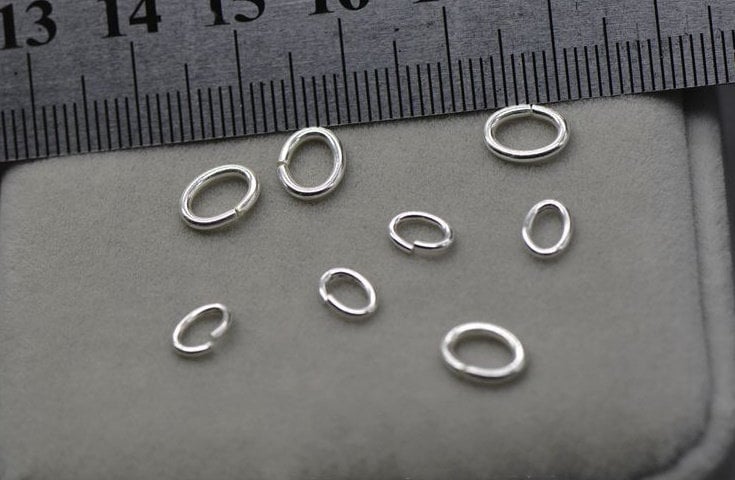 Oval Open Jump Rings 0.7x4.8x3.5; 0.9x6.5x4.5; 1.2x8.0x6.5 mm 925 Sterling Silver Chain Findings for Handmade Jewelry Making Wholesale Bulk