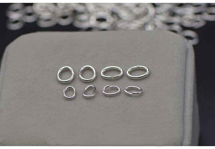 Oval Open Jump Rings 0.7x4.8x3.5; 0.9x6.5x4.5; 1.2x8.0x6.5 mm 925 Sterling Silver Chain Findings for Handmade Jewelry Making Wholesale Bulk