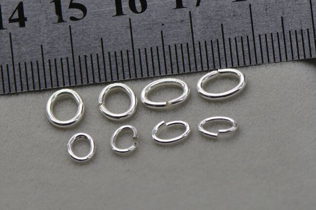 Oval Open Jump Rings 0.7x4.8x3.5; 0.9x6.5x4.5; 1.2x8.0x6.5 mm 925 Sterling Silver Chain Findings for Handmade Jewelry Making Wholesale Bulk