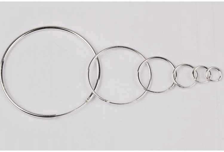 Sterling Silver Hoop Earrings 8; 10; 13; 20; 30; 50mm Earring Findings for Handmade Pure Fine Jewelry Making Wholesale Bulk