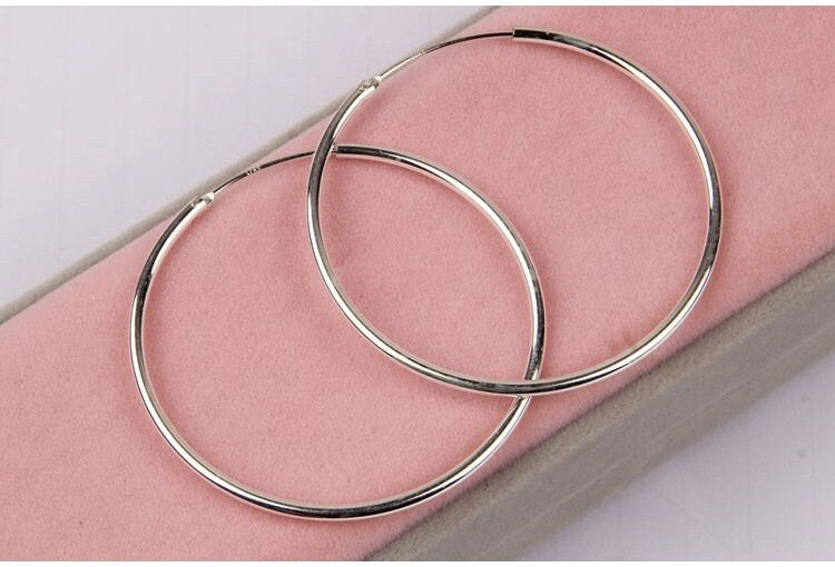 Sterling Silver Hoop Earrings 8; 10; 13; 20; 30; 50mm Earring Findings for Handmade Pure Fine Jewelry Making Wholesale Bulk