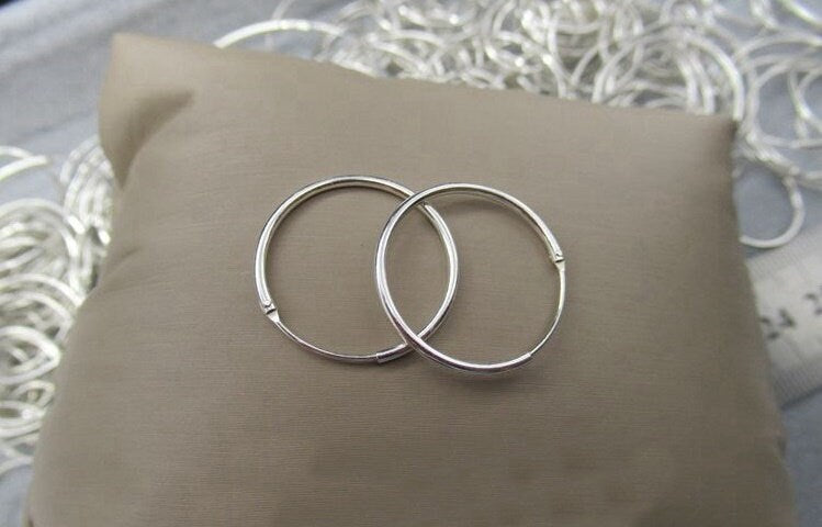 Sterling Silver Hoop Earrings 8; 10; 13; 20; 30; 50mm Earring Findings for Handmade Pure Fine Jewelry Making Wholesale Bulk