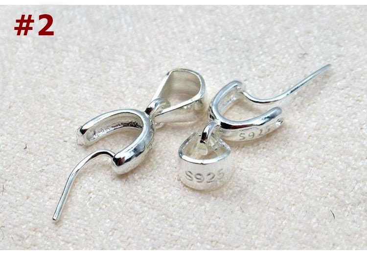 Sterling Silver Pinch Bail 3x3.8; 3.2x3.2; 4x4.6mm Pendant Findings for Handmade Pure Fine Jewelry Making Wholesale Bulk