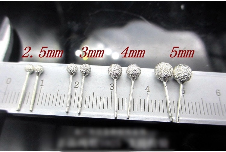 Sterling Silver Earrings Sticks Posts Ball Studs 2.5 3 4 5 mm Earring Findings for Handmade Pure Fine Jewelry Making Wholesale Bulk