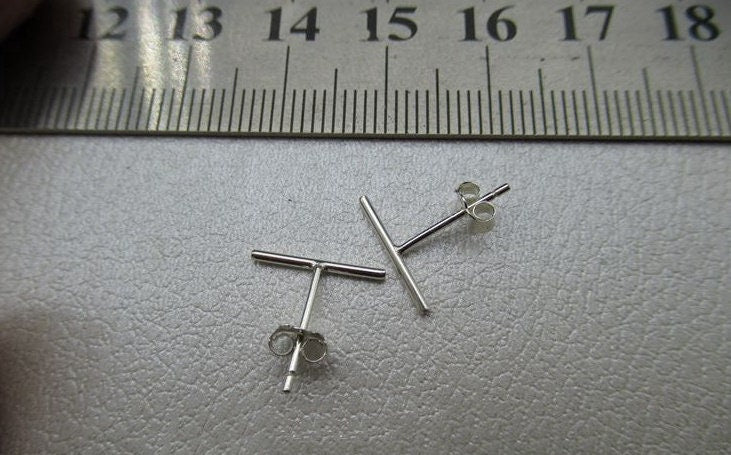 T-shaped Earring Stick Posts Studs 12x11 6x11mm 925 Sterling Silver Findings for Handmade Pure Fine Jewelry Making Wholesale Bulk