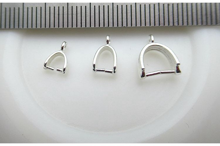 Sterling Silver Pinch Bail 4x4; 4x5; 5x6mm Pendant Findings for Handmade Pure Fine Jewelry Making Wholesale Bulk