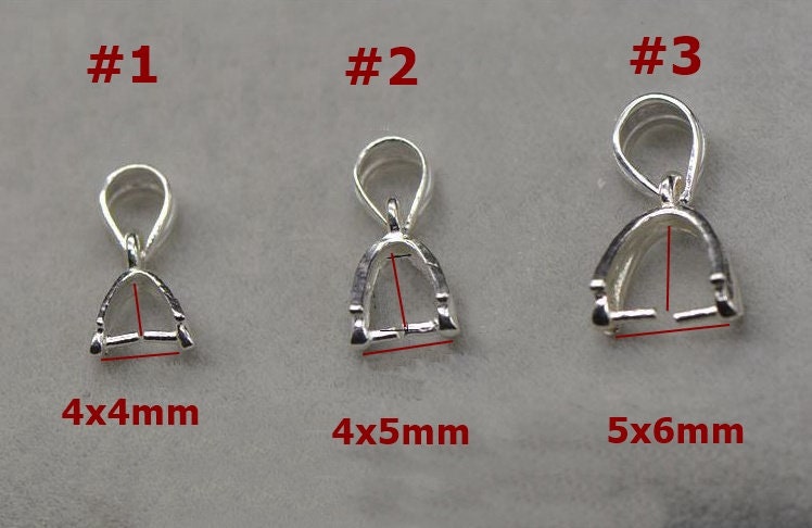 Sterling Silver Pinch Bail 4x4; 4x5; 5x6mm Pendant Findings for Handmade Pure Fine Jewelry Making Wholesale Bulk