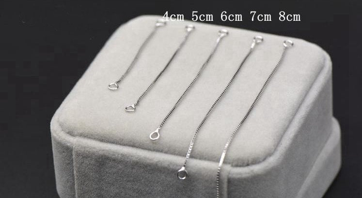 Sterling Silver Box Extension Chain 2 Loops 4 5 6 7 8 cm Earring Findings for Handmade Pure Fine Jewelry Making Wholesale Bulk