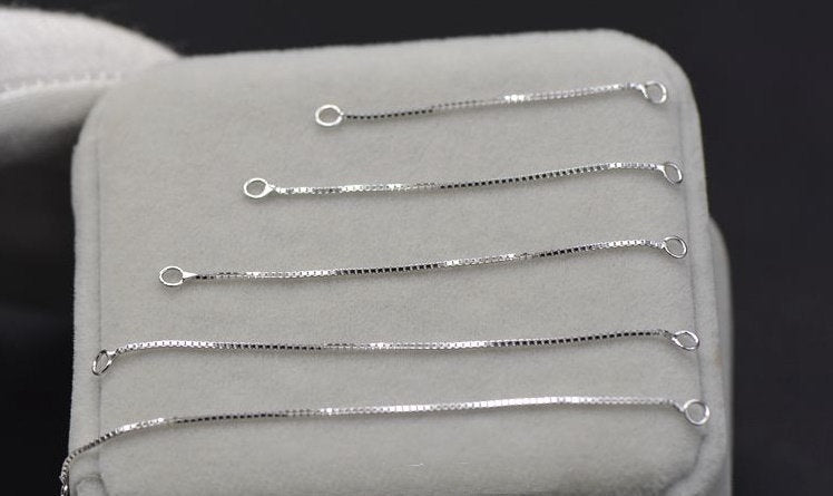 Sterling Silver Box Extension Chain 2 Loops 4 5 6 7 8 cm Earring Findings for Handmade Pure Fine Jewelry Making Wholesale Bulk